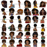 Super Special Bundle 36 Afro Beautiful Woman SVG Cutting Files For Silhouette and Cricut