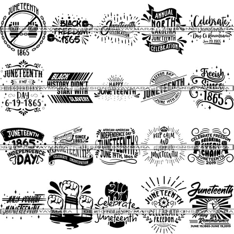 Big Bundle 20 Juneteenth #2  SVG Quotes Cut Files For Silhouette and Cricut