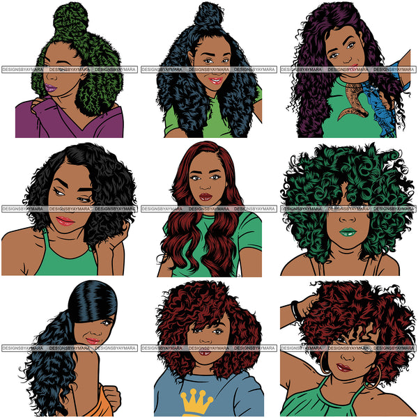 Super Bundle 50 Afro Beautiful Woman SVG For Only $14.99 Retail Price $125 Cutting Files For Silhouette and Cricut