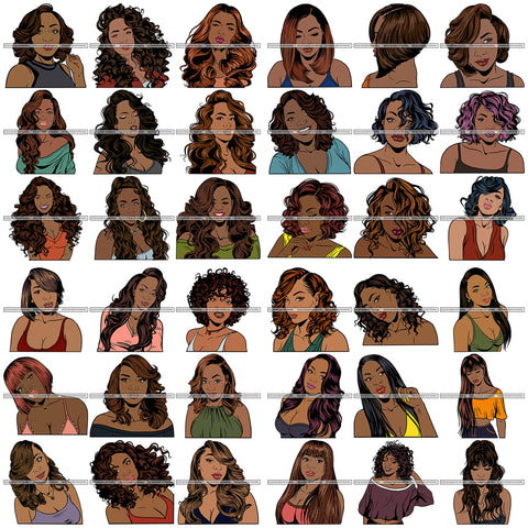 Special Bundle 36 Afro Beautiful Woman SVG Cutting Files For Silhouette and Cricut