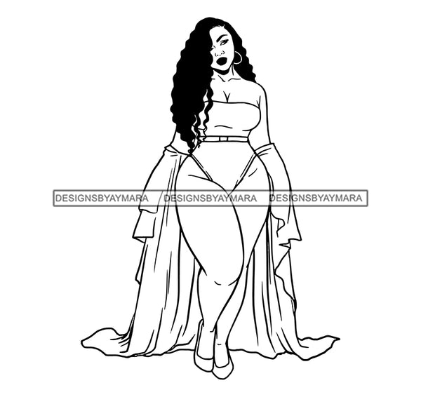 Thick Sassy Goddess Pretty Woman Plus Size BBW Curvy Sexy Big Bone Melanin Girl Fabulous SVG JPG PNG Vector Clipart Cricut Cutting File