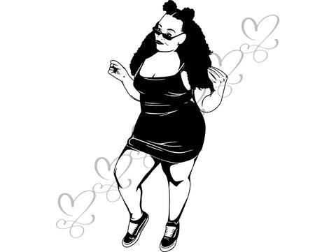 Afro Thick Woman BBW SVG Nubian Melanin Goddess Queen Diva Classy Lady .SVG .EPS .PNG JPG Vector Clipart Cricut Circuit Cutting Cut