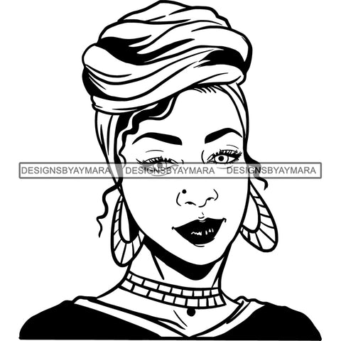 Afro Woman SVG Turban Head Wrap Cutting Files For Silhouette Cricut and More