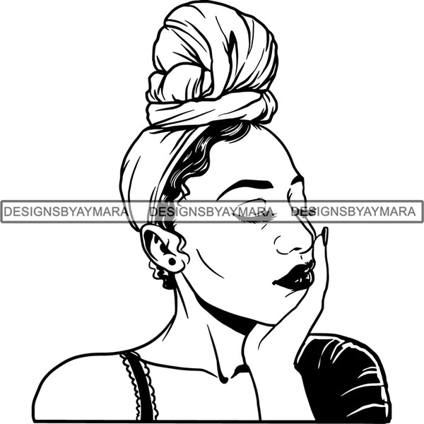 Bundle 20 Beautiful Woman Turban Head Wrap Hairstyle SVG Files For Cutting and More!