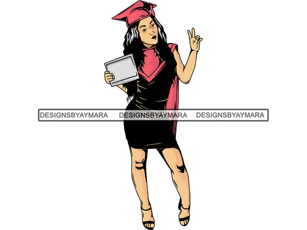 Graduation Woman Goddess Fashion Model Sexy Queen Diva Classy Lady .JPG .SVG.PNG With A Transparent Background Vector Clipart Not For Cutting