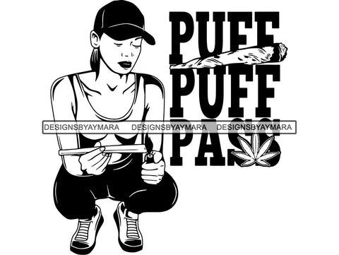 Woman Smoking Weed Smoke Smoker Marijuana Herbal Cannabis Blunt Join 420 High Life Mary Jane SVG PNG JPG EPS Vector Clipart Cutting Cut Cricut