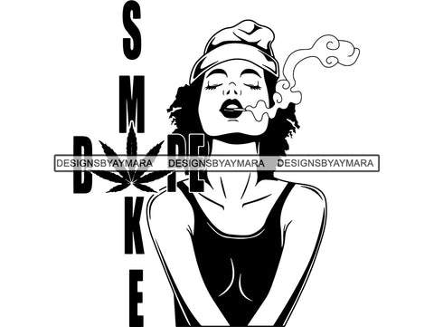 Woman Smoking Weed Smoke Smoker Marijuana Herbal Cannabis Blunt Join 420 High Life Mary Jane SVG PNG JPG EPS Vector Clipart Cutting Cut Cricut