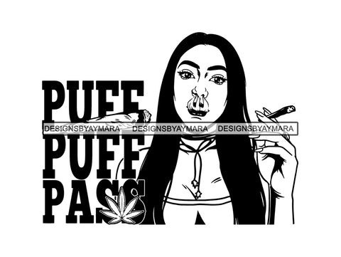 Woman Smoking Weed Smoke Smoker Marijuana Herbal Cannabis Blunt Join 420 High Life Mary Jane SVG PNG JPG EPS Vector Clipart Cutting Cut Cricut