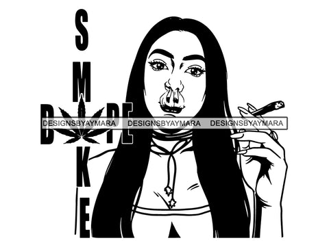 Woman Smoking Weed Smoke Smoker Marijuana Herbal Cannabis Blunt Join 420 High Life Mary Jane SVG PNG JPG EPS Vector Clipart Cutting Cut Cricut