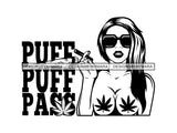 Woman Smoking Weed Smoke Smoker Marijuana Herbal Cannabis Blunt Join 420 High Life Mary Jane SVG PNG JPG EPS Vector Clipart Cutting Cut Cricut
