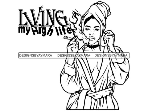 Woman Smoking Weed Smoke Smoker Marijuana Herbal Cannabis Blunt Join 420 High Life Mary Jane SVG PNG JPG EPS Vector Clipart Cutting Cut Cricut