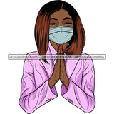 Afro Lola Praying Sad Crying Pain Face Mask Begging Prayers Virus SVG Vector Clipart Cutting Files