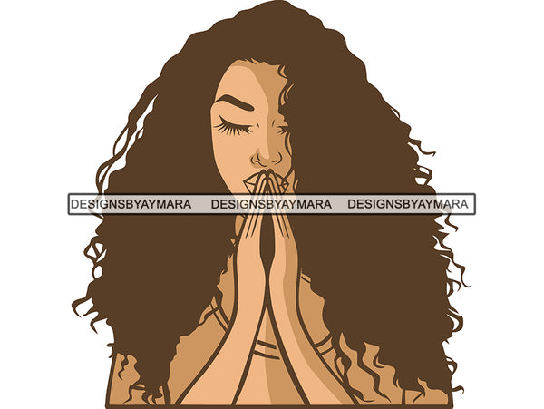 Afro Woman Praying God SVG Lord Believe Faith .PNG .JPG .SVG Clipart Perfect For Printing Not For Cutting