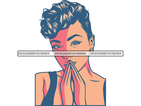 Woman Praying God Believe Religion Faith African American Ethnicity Afro Puffy Hair Life Quotes Spirit Awakening .SVG .EPS .PNG .Jpg Vector Clipart Cricut Circuit Cut Cutting