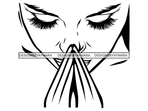 Woman Praying God Believe Religion Faith African American Ethnicity Afro Puffy Hair Life Quotes Spirit Awakening .SVG .EPS .PNG .Jpg Vector Clipart Cricut Circuit Cut Cutting