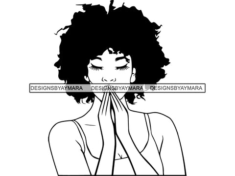 Woman Praying God Believe Religion Faith African American Ethnicity Afro Puffy Hair Life Quotes Spirit Awakening .SVG .EPS .PNG .Jpg Vector Clipart Cricut Circuit Cut Cutting