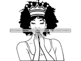 Woman Praying God Believe Religion Faith African American Ethnicity Afro Puffy Hair Life Quotes Spirit Awakening .SVG .EPS .PNG .Jpg Vector Clipart Cricut Circuit Cut Cutting