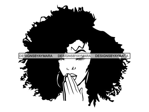 Woman Praying God Believe Religion Faith African American Ethnicity Afro Puffy Hair Life Quotes Spirit Awakening .SVG .EPS .PNG .Jpg Vector Clipart Cricut Circuit Cut Cutting