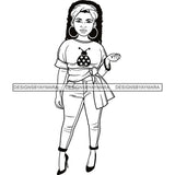 Afro Lola Boss Confident Classy Woman Black and White Designs SVG Cutting Files For Silhouette Cricut and More