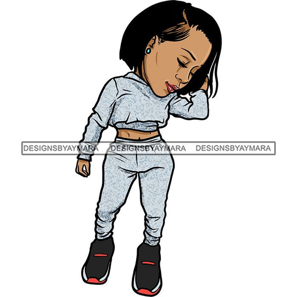 Fashion Woman Model Posing Summer Outfit Vogue Goddess Glamour Trendy Clothing Vector SVG Cutting Files