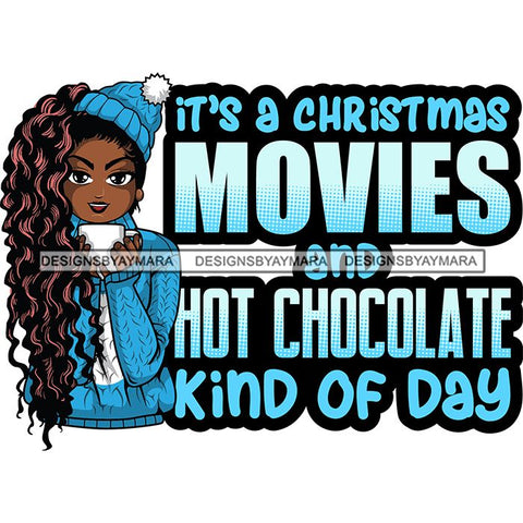 Afro Lola Christmas Hot Coffee Winter Santa Quotes .SVG Cutting Files For Silhouette and Cricut and More!