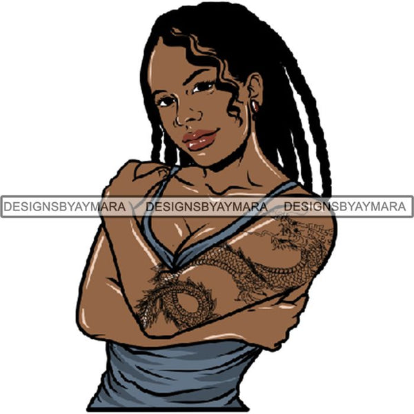 Afro Woman Tattoo Sexy Melanin Nubian Goddess PNG Files For Print Not For Cutting