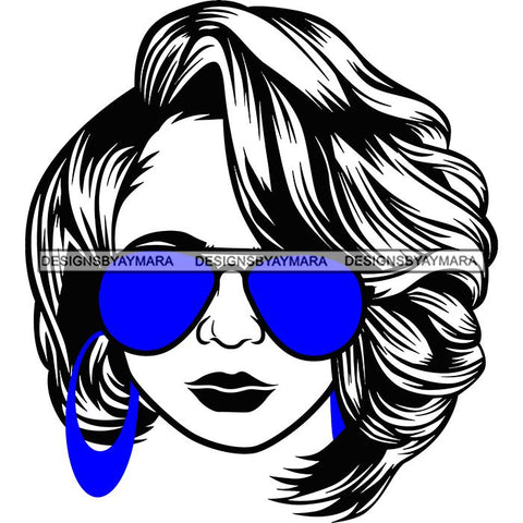 Afro Lola Boss Lady Dope Diva Glamour Wearing Glasses Accesories .SVG Cut Files