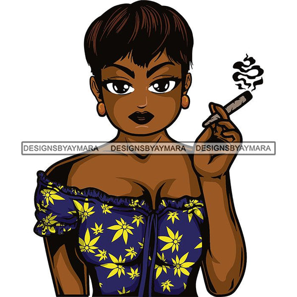 Afro Lola Smoking Pot Weed Joint Blunt Cannabis Marijuana SVG Cutting Files