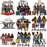 Bundle 9 Ladies Getaway Vacation Trip Travel Adventure Best Friends Forever Buddy Sister Divas Melanin Girlfriends SVG Files For Cutting and More!