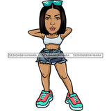 Fashion Woman Model Posing Summer Outfit Vogue Goddess Glamour Trendy Clothing Vector SVG Cutting Files