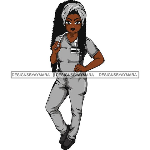 Afro Lola Nurse Medical Occupation SVG Cutting Files For Cricut Silhouette and More