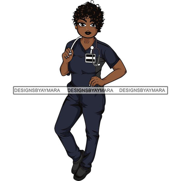 Afro Lola Nurse Medical Occupation SVG Cutting Files For Cricut Silhouette and More