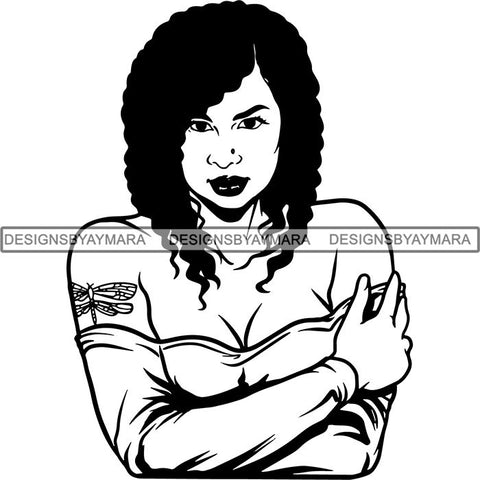 Afro Sexy Goddess Melanin Woman Queen Tattoo SVG Cut Files For Silhouette and Cricut