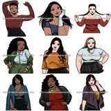 Bundle 9 Attractive BBW Nubian Melanin Popping Beautiful African American Big Woman SVG Cutting Files