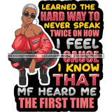 Afro Lola Squatting Bad Ass Life Quotes Confident Lady .SVG Clipart Vector Cutting Files