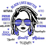 Afro Lola Boss Lady Black Lives Matter Quotes Dope Diva Glamour Wearing Glasses Accesories .SVG Cut Files
