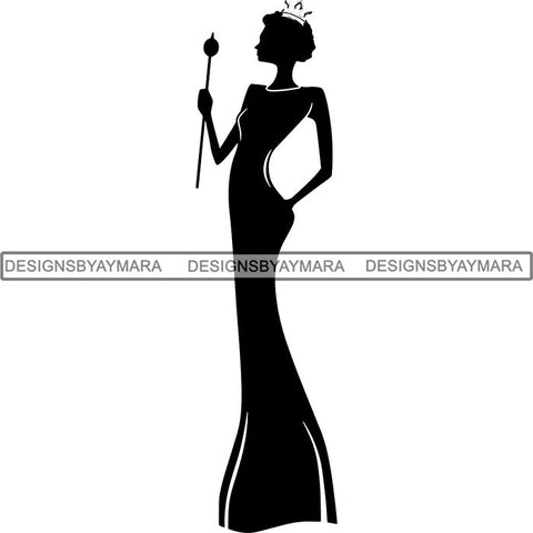 Black Afro Queen Silhouette Style SVG Cut Files