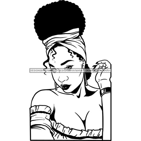 Afro Woman SVG Turban Head Wrap Cutting Files For Silhouette Cricut and More