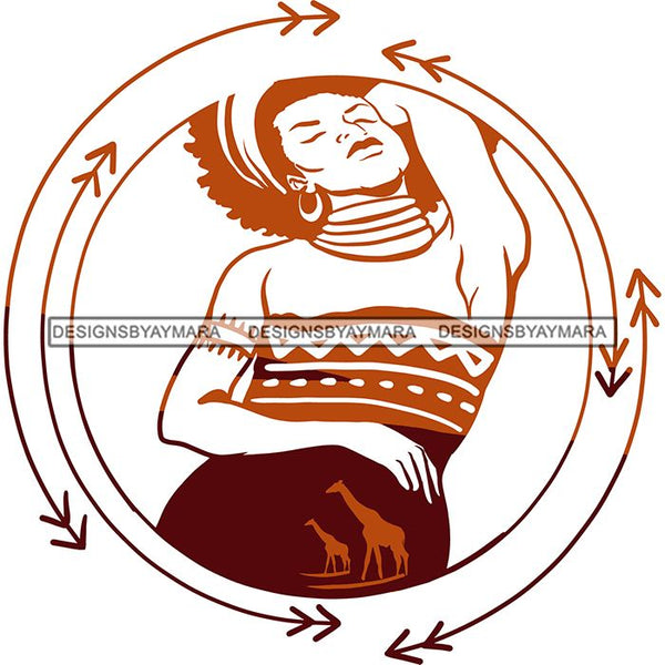 Sensual African Silhouette Goddess Safari Africa Nature Exotic Culture SVG Cutting Files.