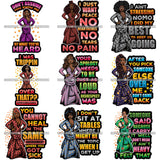 Bundle 9 Afro Lola Boss Fashion Diva Glamour Gangster Quotes .SVG Cutting Files For Silhouette and Cricut and More!