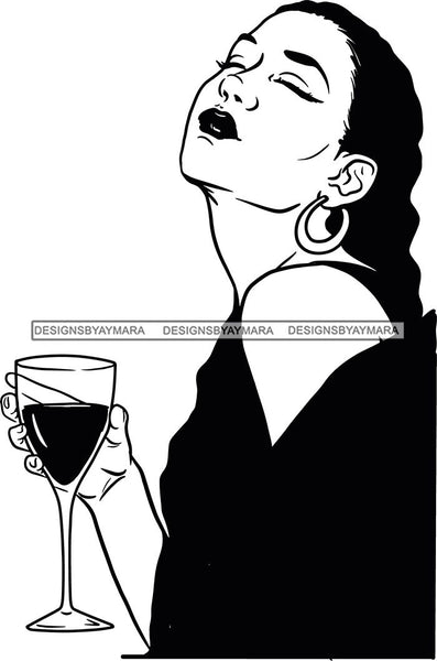 Woman Drinking Wine Relax Chilling Free Stress Feeling Fine Like a Red Wine Alcohol Drinker SVG Cutting Files For Silhouette Cricut and More!