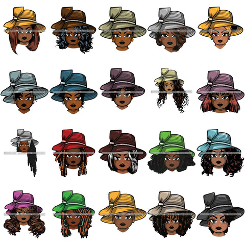 Bundle 20 Afro Lola Wearing Hat Church Lady .SVG Clipart Vector Cutting Files