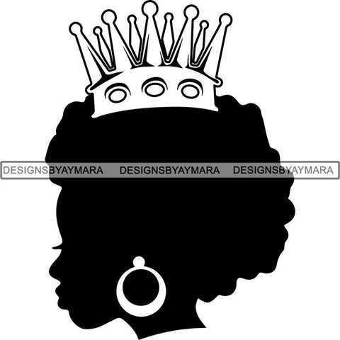 Black Afro Queen Silhouette Style SVG Cut Files