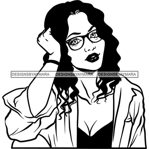 Ebony Afro Woman Nubian Melanin Brown Skin Makeup Model Glasses Accesories SVG Cut Files