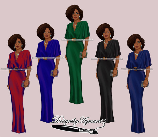 Bundle 5 Classy Afro Lady Fashion African American Woman PNG JPG Clipart