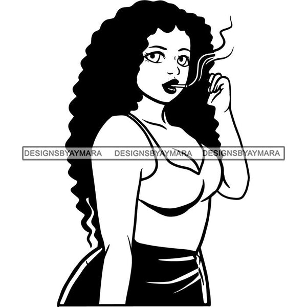 Woman Smoking Pot Joint Blunt Stoned High Life Weed Leaf Marijuana Grass Relax Chill SVG Cutting Files