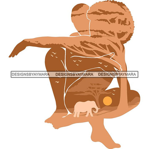 Sensual African Couple Silhouette Goddess Safari Africa Nature Exotic Culture SVG Cutting Files.