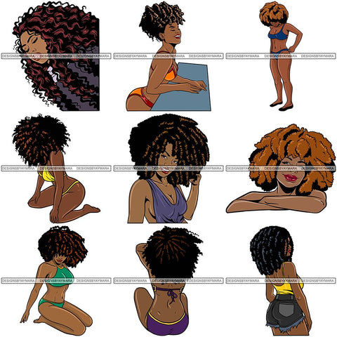 Bundle 9 Afro Melanin Popping Hair Style SVG Files For Cutting and More