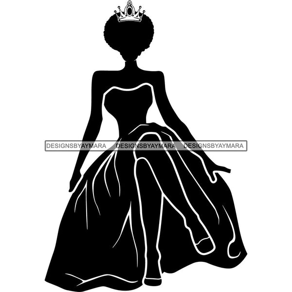 Afro Queen Silhouette SVG African Goddess Cutting Files 1