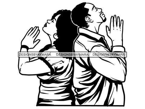 Black Couple Praying God Together SVG  Cut Files